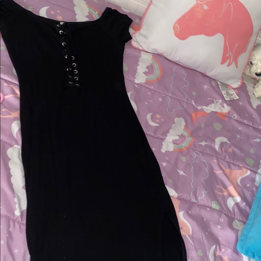 Black long cut dress